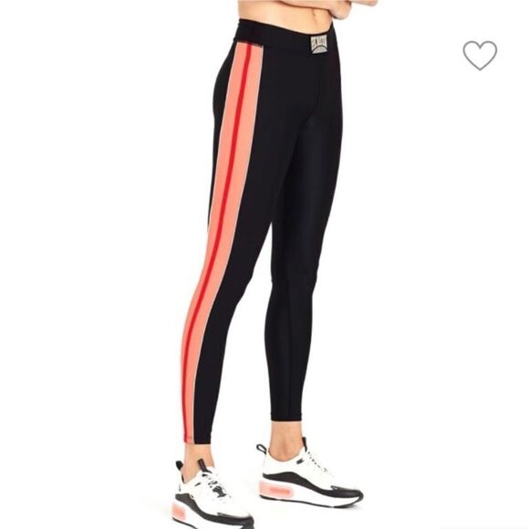 PE nation World Series racing stripe high rise leggings small black and orange - Picture 1 of 8